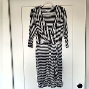 Calvin Klein striped wrap dress- Size 8